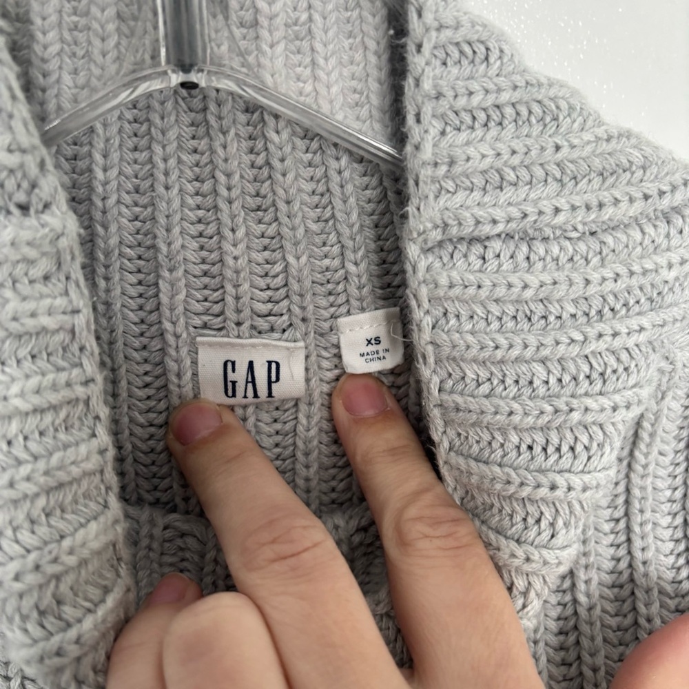 GAP Ribbed Mock Neck Sweater XS Gray 100% Cotton Classic - Picture 6 of 8